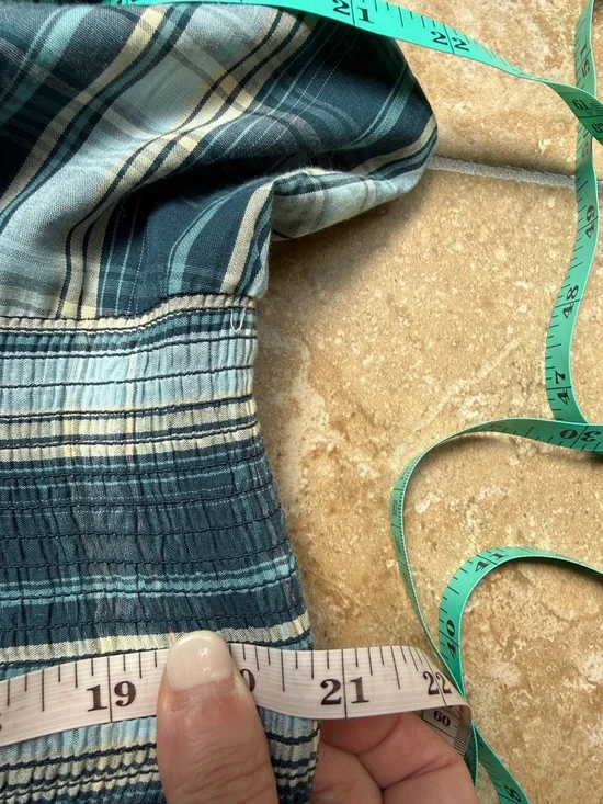 The Tommie Midi Dress Cap-sleeve Blue Plaid Zip-Front Pockets Anthropologie L - Picture 15 of 16